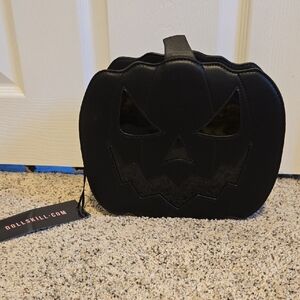 Dolls Kill Black Pumpkin Jack-O'-Lantern Crossbody Bag
